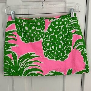 Lilly Pulitzer Pink Pout Flamenco Tate Mini Skirt Size 4 Pineapple Preppy Summer